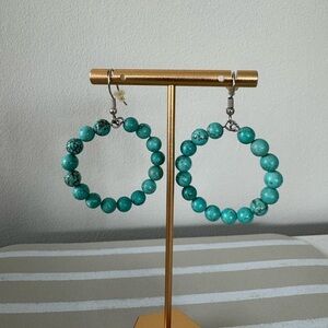 Turquoise Beaded Hoop Earrings
